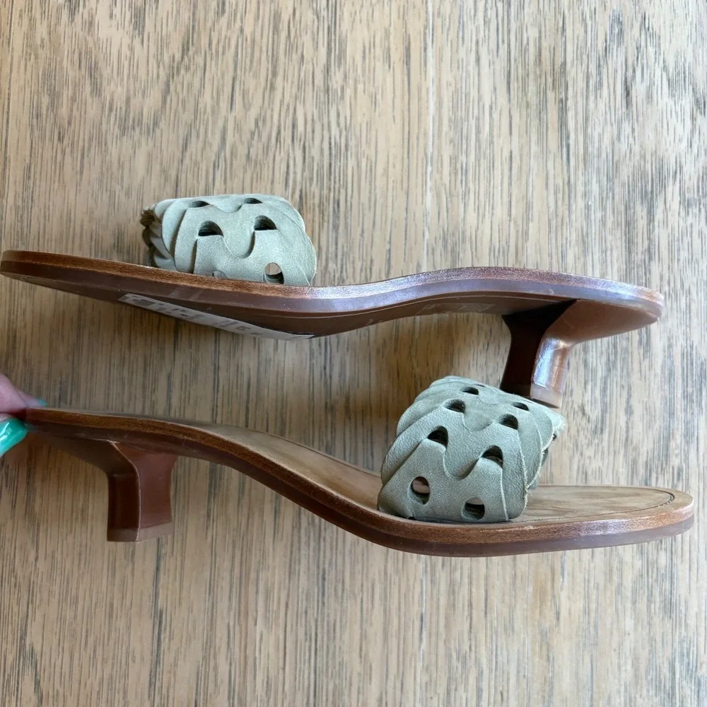 $350 NWT RAG & BONE Melrose Mint Woven Leather Kitten Heel Sandals SZ EU39;US8.5